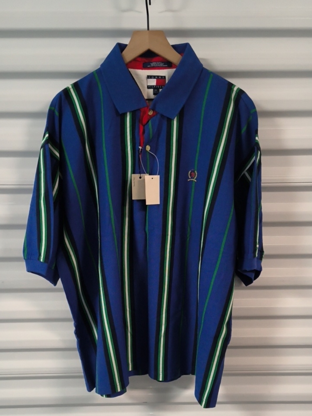 Vtg Tommy Hilfiger Vertical Stripes Crewneck Short Sleeve Polo Shirt XXL NWT